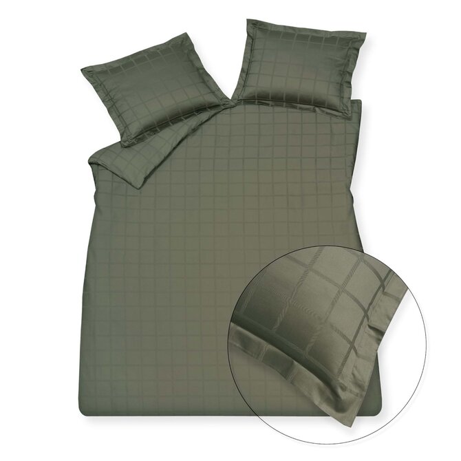 Vandyck Home 78 Check 300Tc Dekbedovertrek 1-persoons (140x200/220) sage green