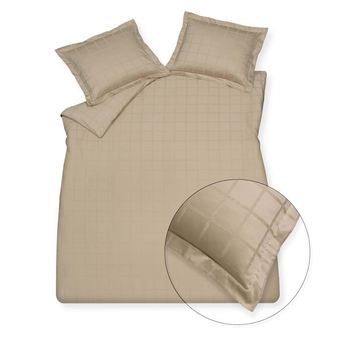 Vandyck Home 78 Check 300Tc Housse de Couette Lits-jumeaux XL (260x240) pierre