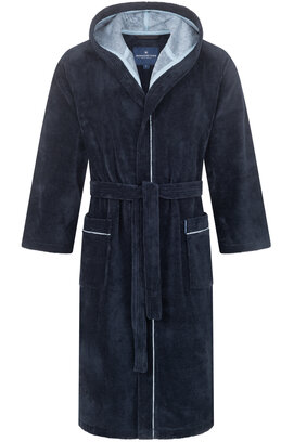 Morgenstern herenbadjas met capuchon Daniel marine/blauw Maat XL
