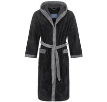 Morgenstern herenbadjas met capuchon Elio 2 zwart Maat XL