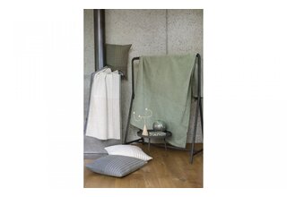 David Fussenegger plaid VELVET karo  offwhite 135x200