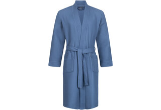 Peignoir Morgenstern Luca en tissu gaufré Kimono 120cm Bleu jean S