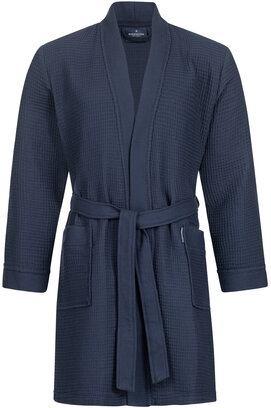 Peignoir Morgenstern Sascha Kimono tissu gaufré court 100cm Bleu marine M