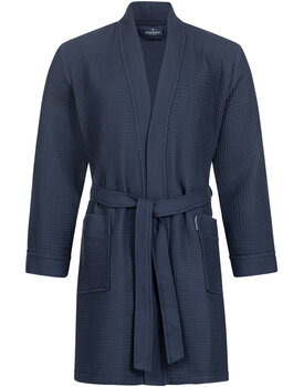 Morgenstern badjas Sascha Kimono wafelstof kort 100cm Navy Blue M