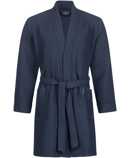 Morgenstern badjas Sascha Kimono wafelstof kort 100cm Navy Blue M