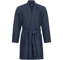 Morgenstern badjas Sascha Kimono wafelstof kort 100cm Navy Blue L