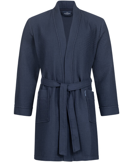 Morgenstern badjas Sascha Kimono wafelstof kort 100cm Navy Blue S