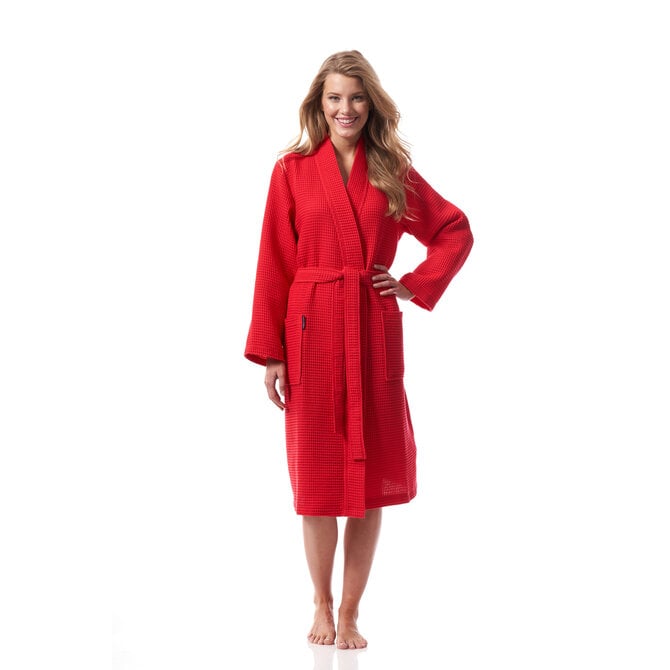 Morgenstern peignoir Luca tissu gaufré Kimono 120cm Rouge L