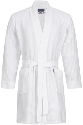 Peignoir Morgenstern Sascha Kimono tissu gaufré court 100cm Blanc XXL