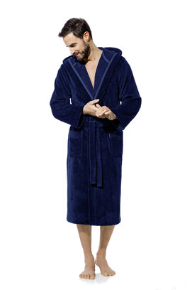 Morgenstern Marc Peignoir pour homme bleu nuit S