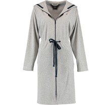 Cawö Dames Badjas met Capuchon, band en rits 821 - Grau-blau  L
