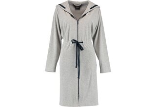 Cawö Peignoir pour dames avec capuche, sangle et fermeture éclair 821 - Grau-blau L