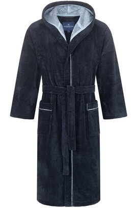 Morgenstern herenbadjas met capuchon Daniel marine/blauw Maat L