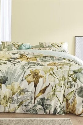 Beddinghouse Dekbedovertrek Iris Field Grey Green 200x200/220 cm