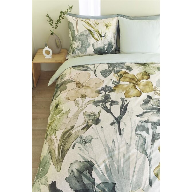 Beddinghouse Dekbedovertrek Iris Field Grey Green 200x200/220 cm
