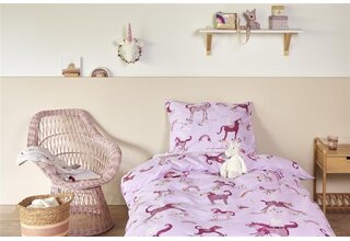 Beddinghouse x Hanneke de Jager Housse de couette Paradis Licorne Rose 100x135 cm