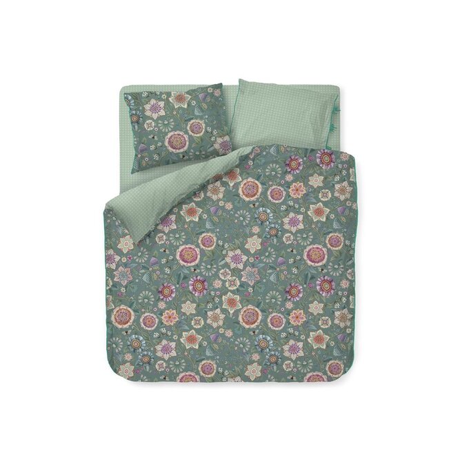 Pip Studio Dekbedovertrek Viva Las Flores Green 200x200/220 cm Pip Studio Dekbedovertrek Viva Las Flores Green 200x200/220 cm