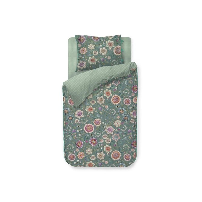 Pip Studio Dekbedovertrek Viva Las Flores Green 200x200/220 cm Pip Studio Dekbedovertrek Viva Las Flores Green 200x200/220 cm