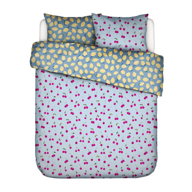 Covers & Co Zesty cherry Dekbedovertrek Ice blue 200x200/220