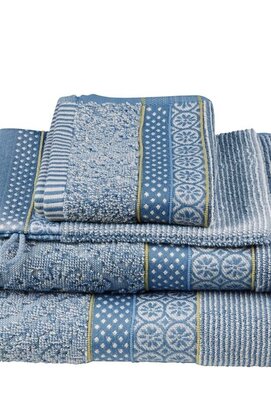 Pip Studio Soft Zellige handdoek Blauw Grijs 55x100 cm
