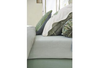 Pip Studio Hoeslaken Duo Stripe Green 100x200 cm Hoekhoogte 25 cm