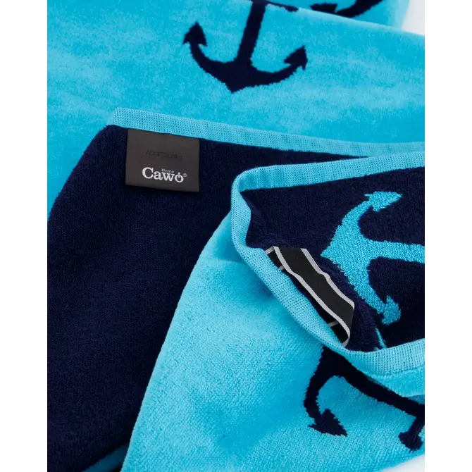 Cawö Beach Anker Serviette de Plage 80x180 Turquoise
