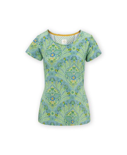 Pip Studio Tilly Short Sleeve Top Alba Blue Green L