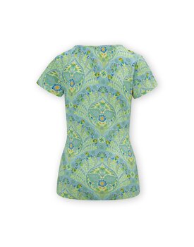 Pip Studio Tilly Short Sleeve Top Alba Blue Green L