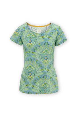 Pip Studio Tilly Short Sleeve Top Alba Blue Green XL