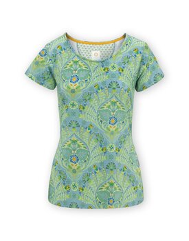 Pip Studio Tilly Short Sleeve Top Alba Blue Green XL