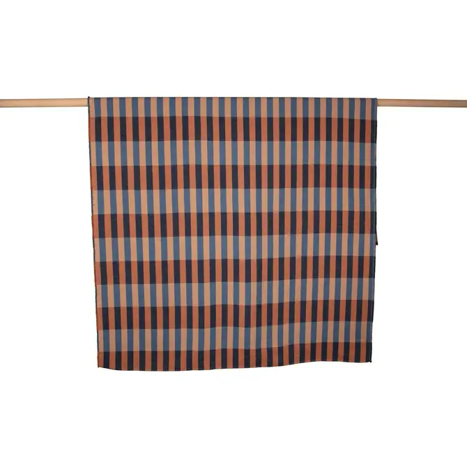 David Fussenegger NOVA plaid en coton à rayures superposées 145x220 cm marine