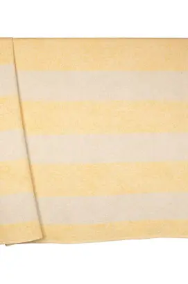 David Fussenegger RIVA plaid en coton Milano Stripes Mélangé 210x220 cm Moutarde