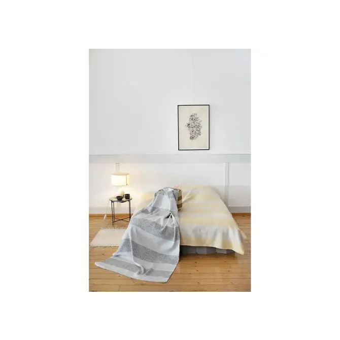 David Fussenegger RIVA plaid en coton Milano Stripes Mélangé 210x220 cm Moutarde