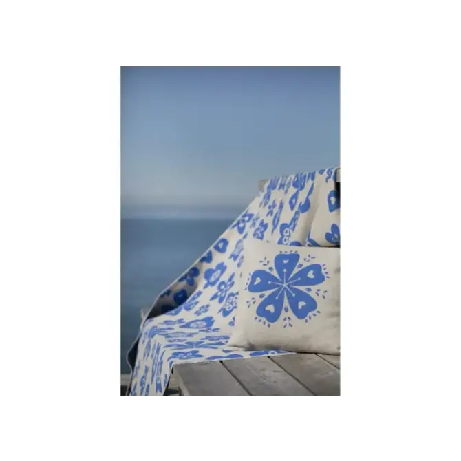 David Fussenegger SILVRETTA Plaid "Fleurs" 140x200 bleu roi