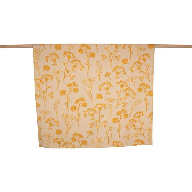 David Fussenegger JADE 100% Coton Couverture Florals (GOTS) 150x200 cm Moutarde