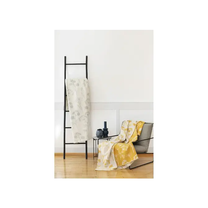 David Fussenegger JADE 100% Coton Couverture Florals (GOTS) 150x200 cm Moutarde