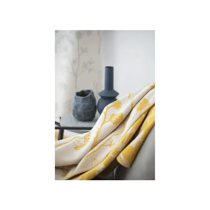 David Fussenegger JADE 100% Katoenen Deken Florals (GOTS) 150x200 cm Senf