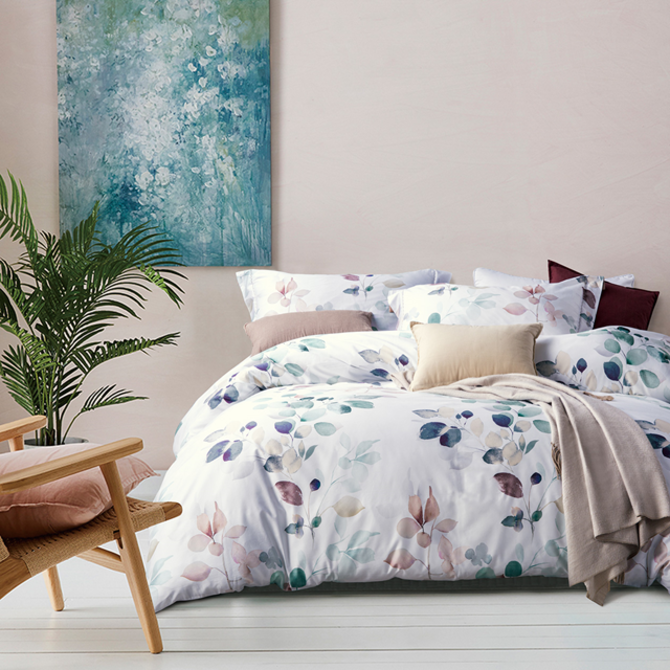 Dommelin Housse de couette Leaves Satin 300TC Multicolore 200x200/220 cm