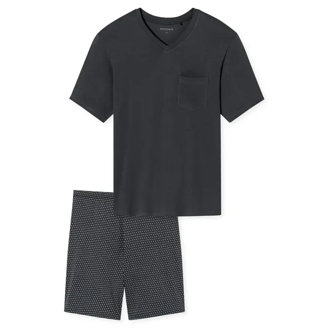 Schiesser Pyjama Court anthracite 181153 56/XXL