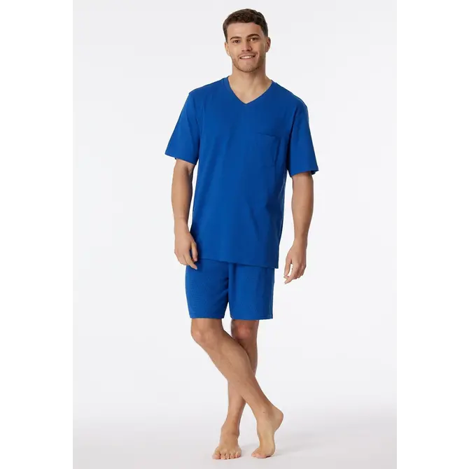 Schiesser Pyjama Short bleu indigo 181153 54/XL