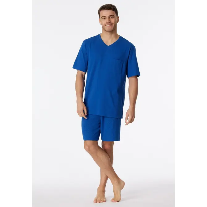 Schiesser Pyjama Short bleu indigo 181153 56/XXL