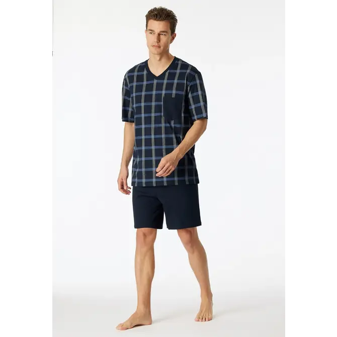 Schiesser Pyjama Short nightblue 181161 54/XL