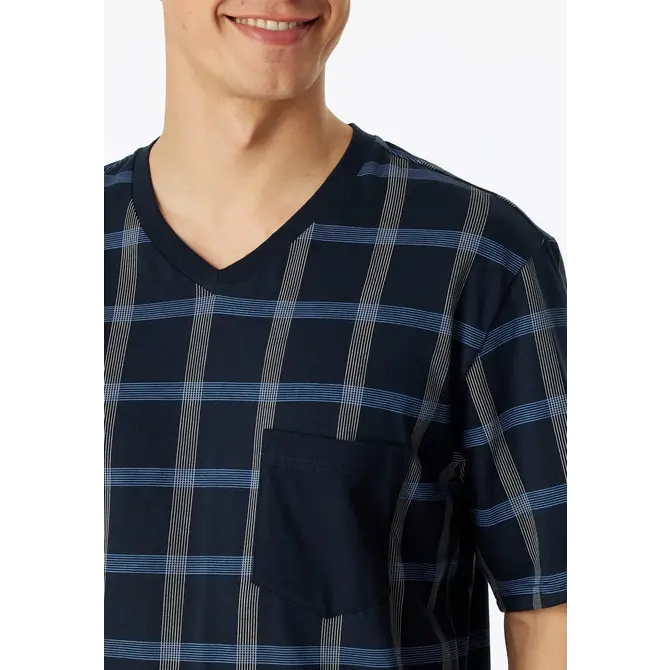 Schiesser Pyjama Short bleu nuit 181161 54/XL