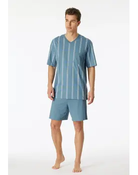 Schiesser Pyjama Short bluegrey 181161 56/XXL