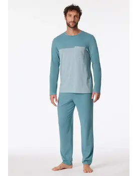 Schiesser Pyjama Long bluegrey 181170 50/M