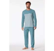 Schiesser Pyjama long gris bleu 181170 56/XXL
