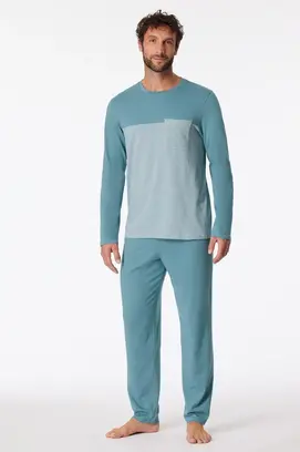 Schiesser Pyjama long gris bleu 181170 56/XXL