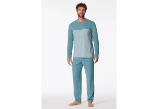 Schiesser Pyjama long gris bleu 181170 56/XXL