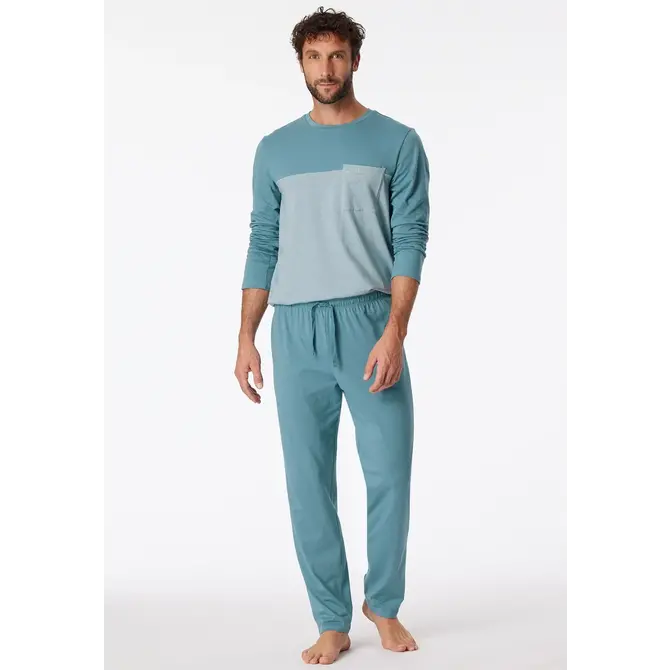Schiesser Pyjama Long bluegrey 181170 56/XXL