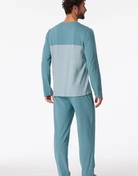 Schiesser Pyjama Long bluegrey 181170 56/XXL